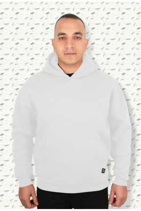 MUCEMU101 BEYAZ KAPŞONLU SWEATSHIRT OVERSİZE