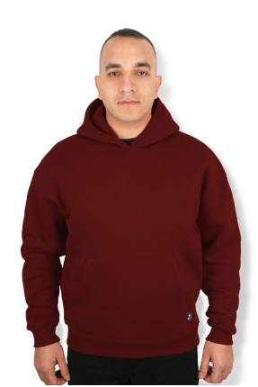 MUCEMU101 BORDO KAPŞONLU SWEATSHIRT OVERSİZE