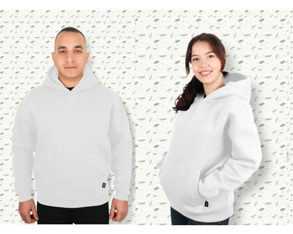 MUCEMU101 BEYAZ KAPŞONLU SWEATSHIRT OVERSIZE