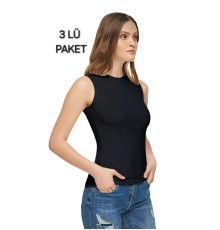 MUCEMU106 3lü Tutku Elit Elastan Sıfır Kol Badi Siyah