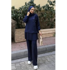 MUCEMU2228 ÇİÇEKLİ SKUBA TAKIM LACİVERT