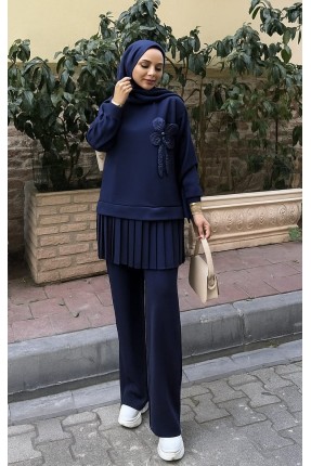 MUCEMU2228 ÇİÇEKLİ SKUBA TAKIM LACİVERT