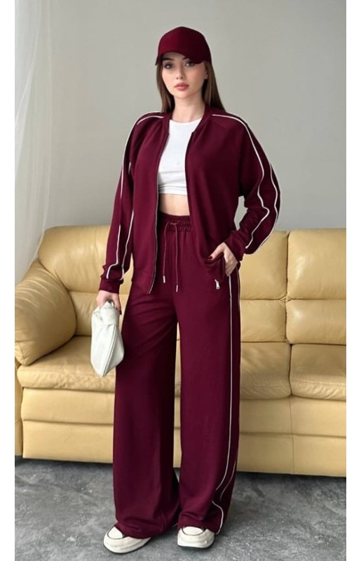 MUCEMU3700 ÇİFT ARA BİYELİ BORDO EŞOFMAN TAKIMI 