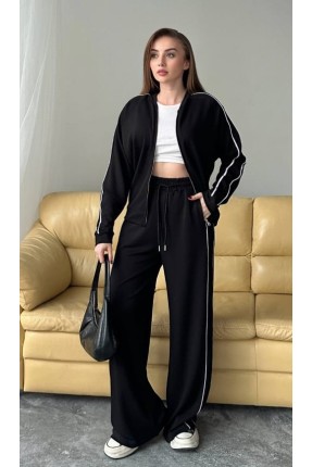 MUCEMU3700 ÇİFT ARA BİYELİ SİYAH EŞOFMAN TAKIMI 