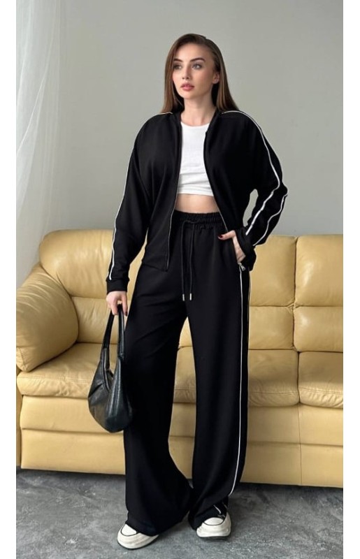 MUCEMU3700 ÇİFT ARA BİYELİ SİYAH EŞOFMAN TAKIMI 