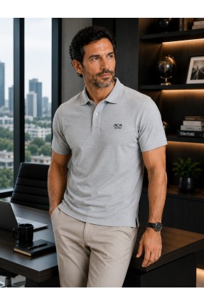 MUCEMU111 POLO YAKA GRİ UNISEX TİŞÖRT