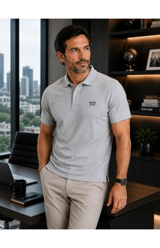 MUCEMU111 POLO YAKA GRİ UNISEX TİŞÖRT