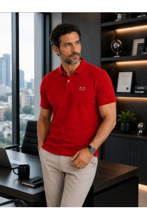 MUCEMU111 POLO YAKA KIRMIZI UNISEX TİŞÖRT