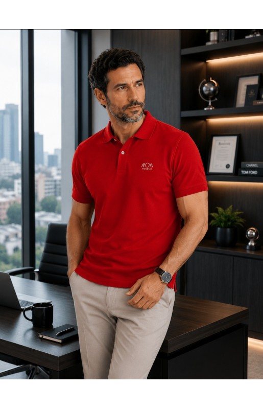 MUCEMU111 POLO YAKA KIRMIZI UNISEX TİŞÖRT