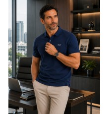 MUCEMU111 POLO YAKA LACİVERT UNISEX TİŞÖRT
