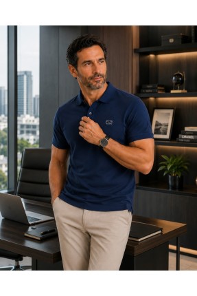 MUCEMU111 POLO YAKA LACİVERT UNISEX TİŞÖRT