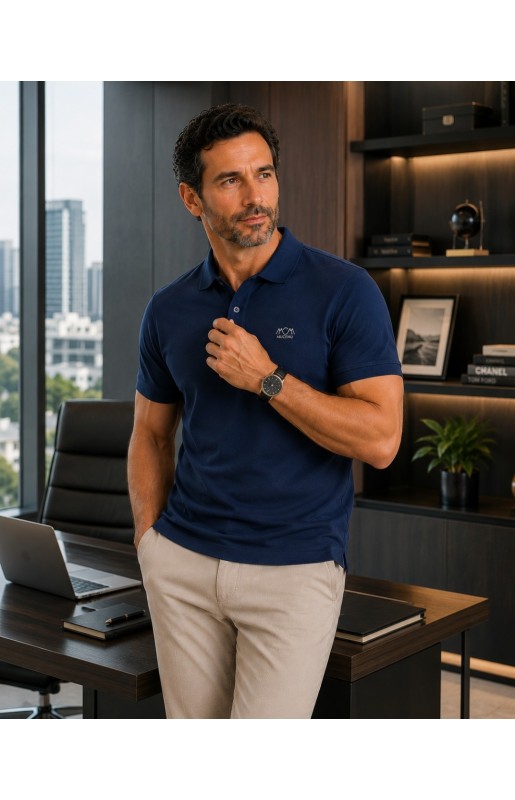 MUCEMU111 POLO YAKA LACİVERT UNISEX TİŞÖRT