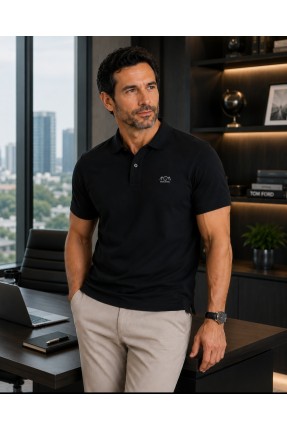 MUCEMU111 POLO YAKA SİYAH UNISEX TİŞÖRT