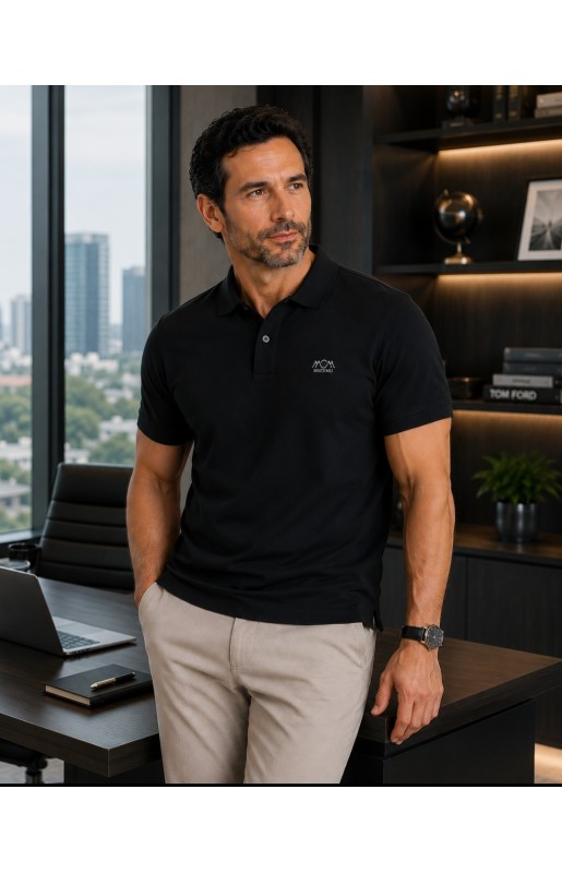 MUCEMU111 POLO YAKA SİYAH UNISEX TİŞÖRT