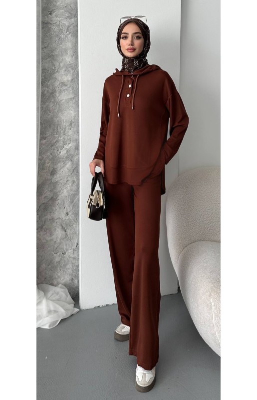 MUCEMU3686 ÇITLI KAPŞONLU EŞOFMAN TAKIMI