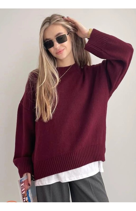 MUCEMU46 OVERSİZE TRİKO KAZAK BORDO