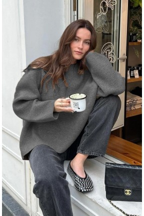 MUCEMU46 OVERSİZE TRİKO KAZAK GRİ