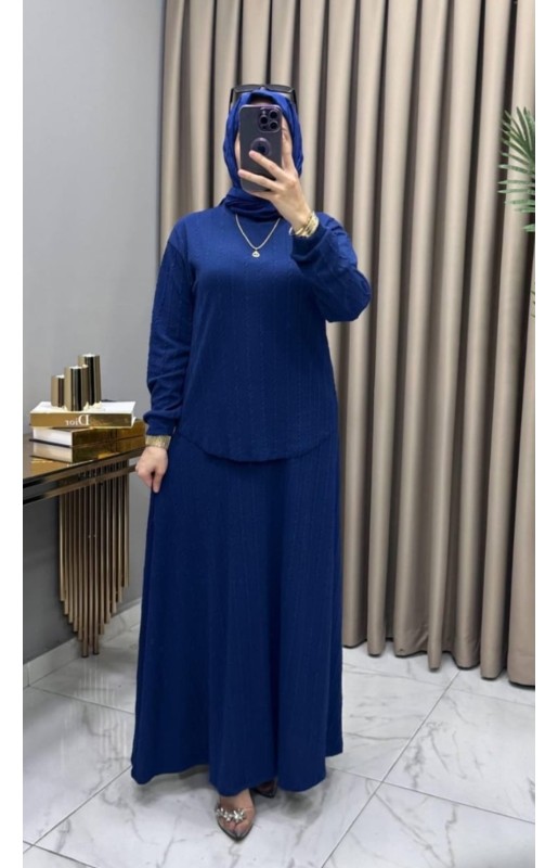 MUCEMU4921 FİTİLLİ ÖRME TAKIM MAVİ