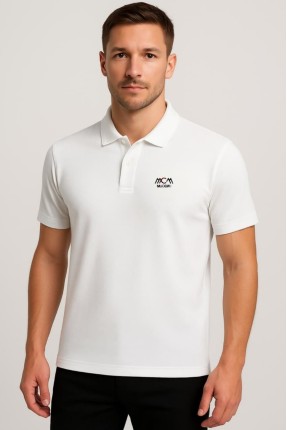 MUCEMU111 POLO YAKA BEYAZ UNISEX TİŞÖRT